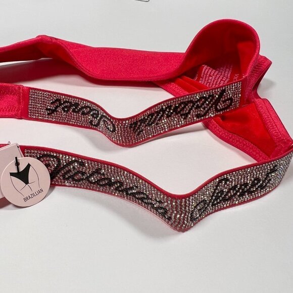 Victoria Secret Small S Shine Strap Triangle Bikini Top Bottom Set LOGO Pink - Picture 11 of 14